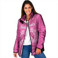 New Zealand Custom Padded Jacket Fire Basketball Maori Tribal Pink - Polynesian Pride