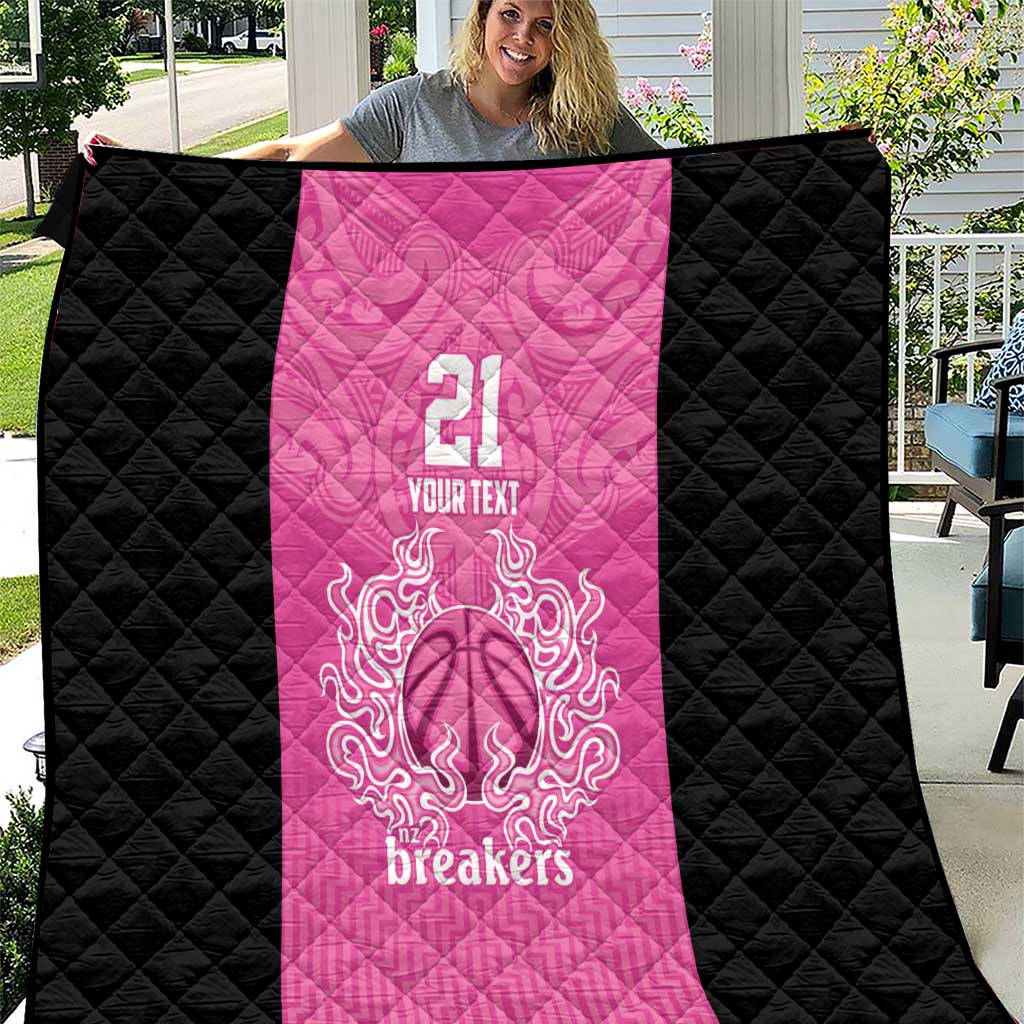 New Zealand Custom Quilt Fire Basketball Maori Tribal Pink - Polynesian Pride