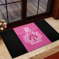 New Zealand Custom Rubber Doormat Fire Basketball Maori Tribal Pink - Polynesian Pride