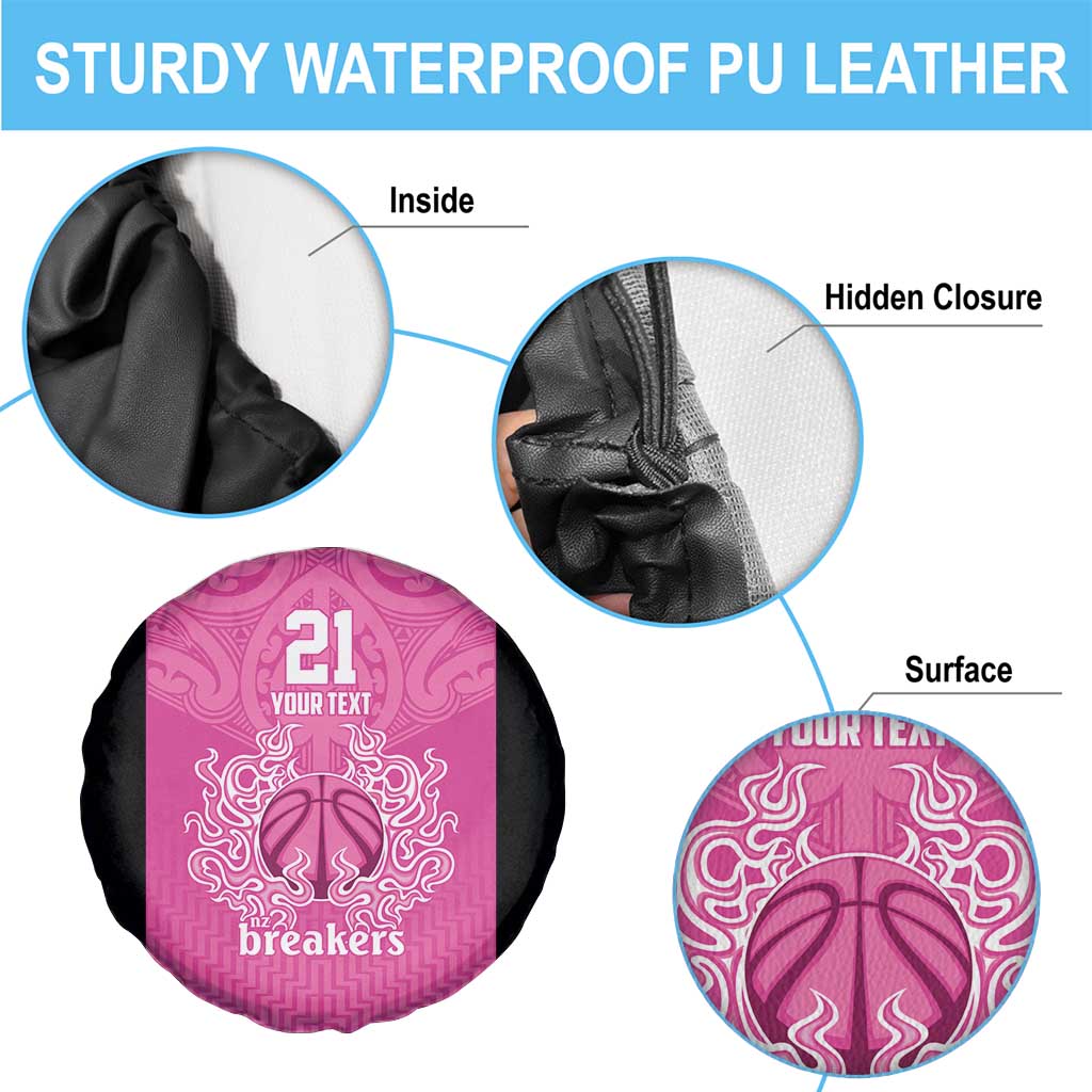 New Zealand Custom Spare Tire Cover Fire Basketball Maori Tribal Pink - Polynesian Pride