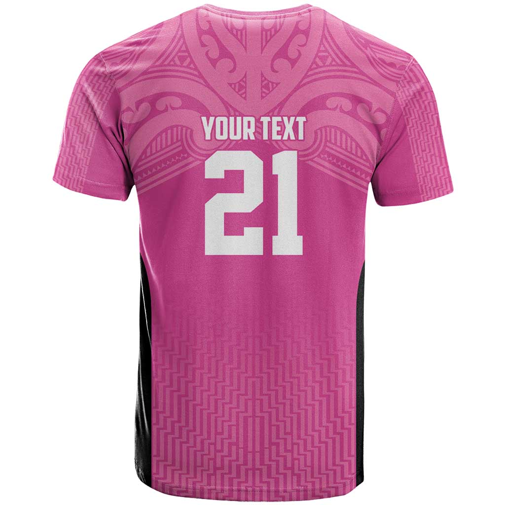 New Zealand Custom T Shirt Fire Basketball Maori Tribal Pink - Polynesian Pride