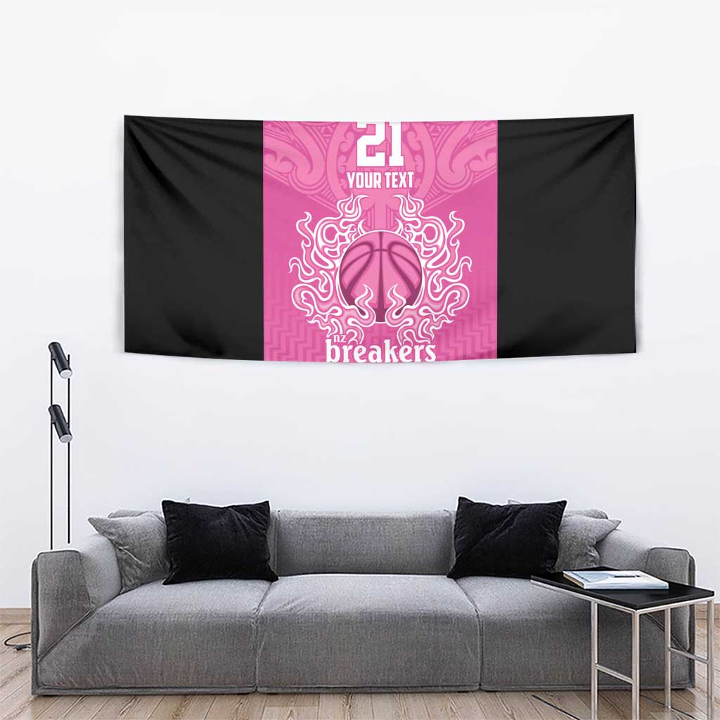 New Zealand Custom Tapestry Fire Basketball Maori Tribal Pink - Polynesian Pride