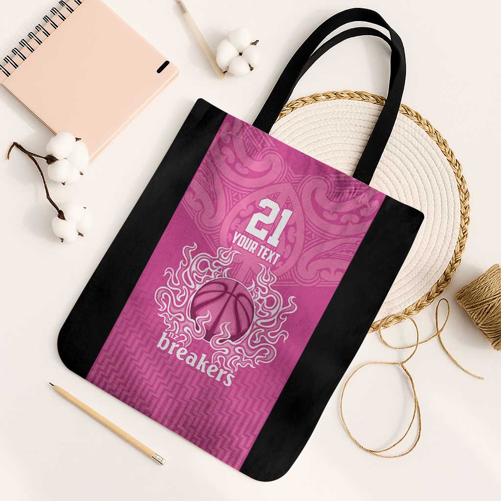 New Zealand Custom Tote Bag Fire Basketball Maori Tribal Pink - Polynesian Pride