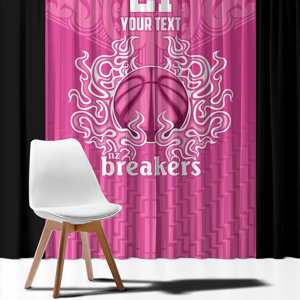 New Zealand Custom Window Curtain Fire Basketball Maori Tribal Pink - Polynesian Pride