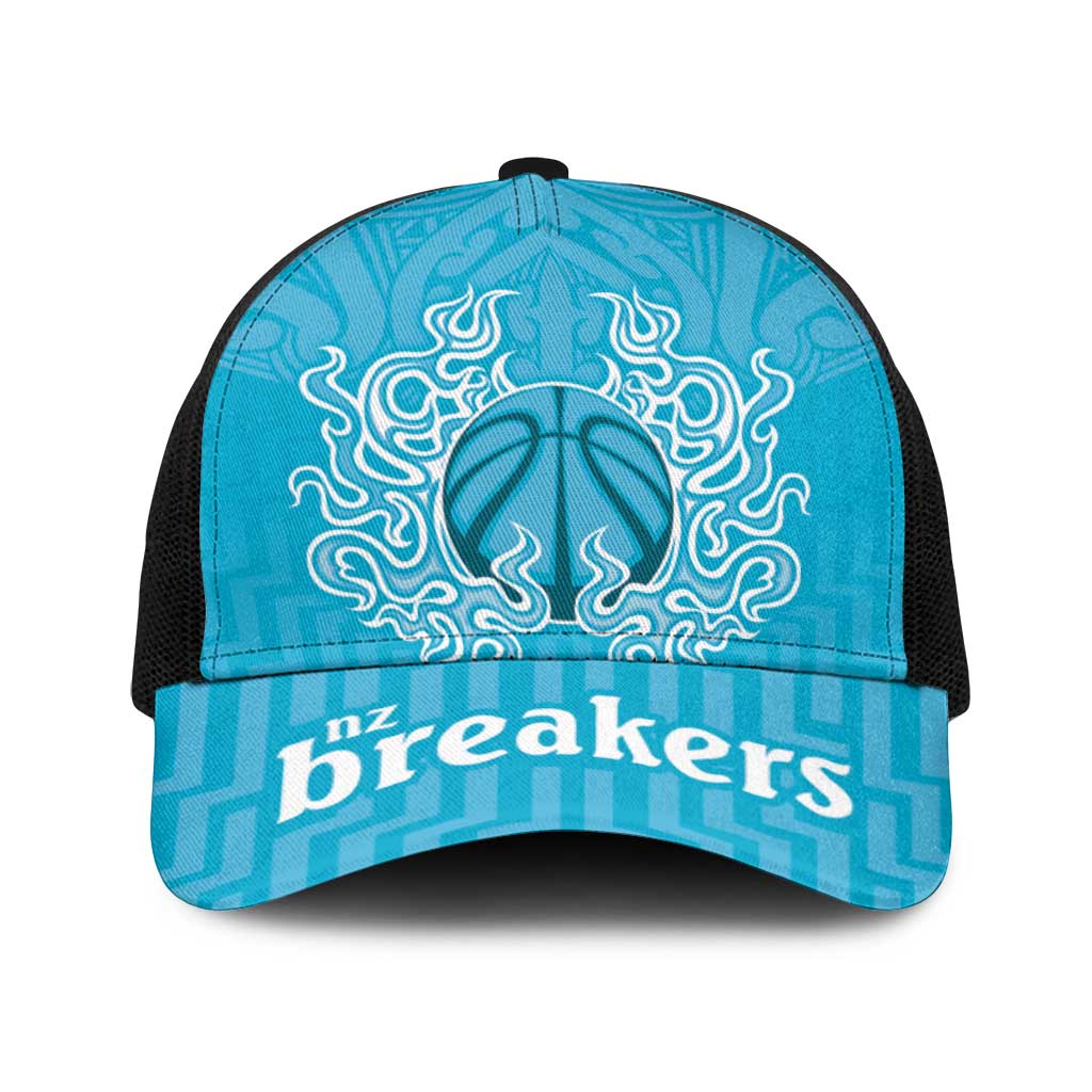 New Zealand Baseball Net Cap Fire Basketball Maori Tribal Sky Blue - Polynesian Pride