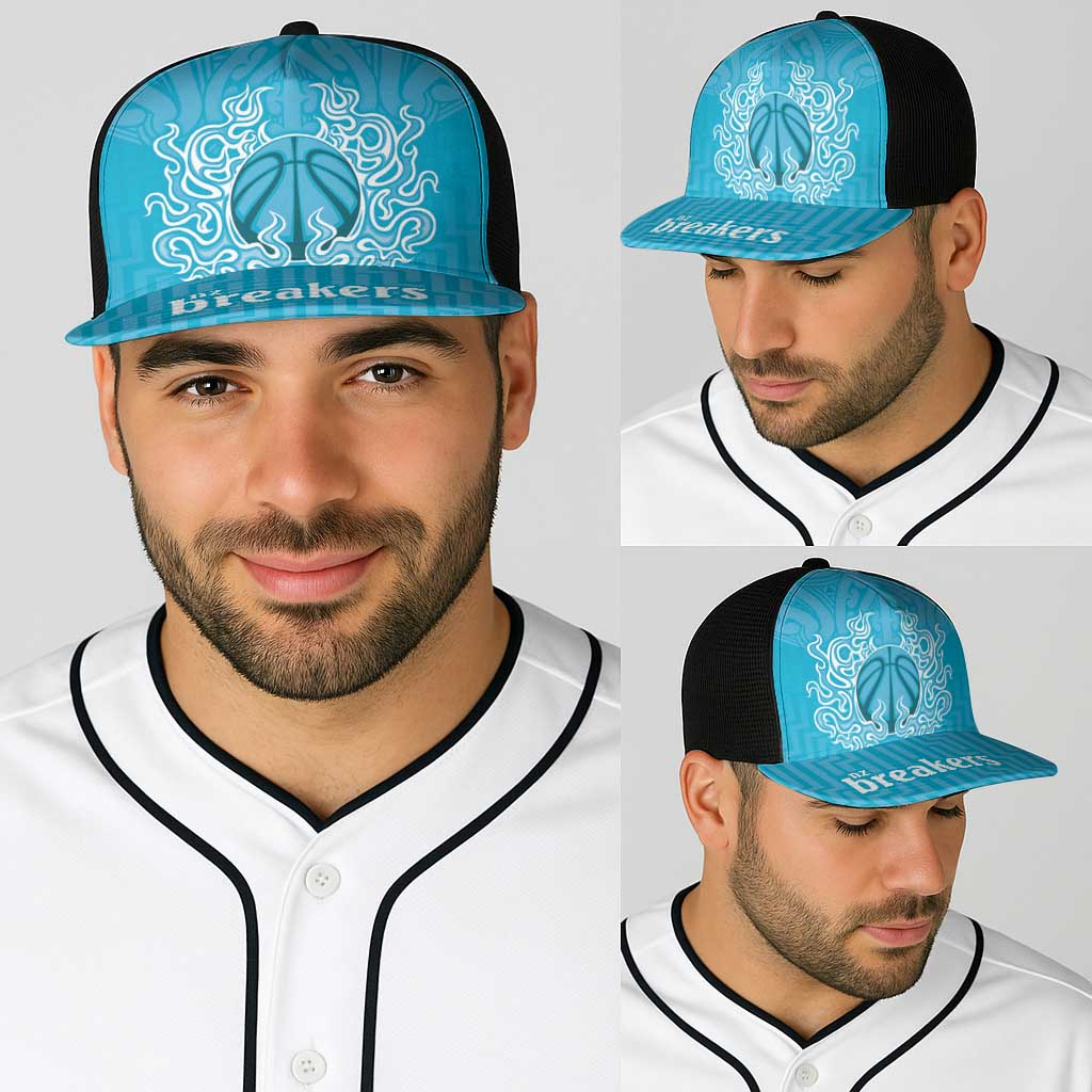 New Zealand Baseball Net Cap Fire Basketball Maori Tribal Sky Blue - Polynesian Pride