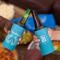 New Zealand Custom 4 in 1 Can Cooler Tumbler Fire Basketball Maori Tribal Sky Blue - Polynesian Pride