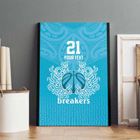 New Zealand Custom Canvas Wall Art Fire Basketball Maori Tribal Sky Blue - Polynesian Pride