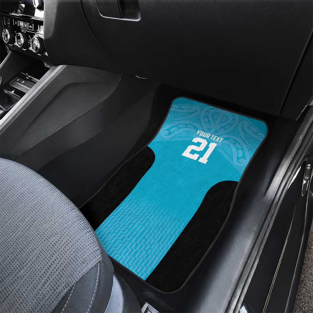New Zealand Custom Car Mats Fire Basketball Maori Tribal Sky Blue - Polynesian Pride