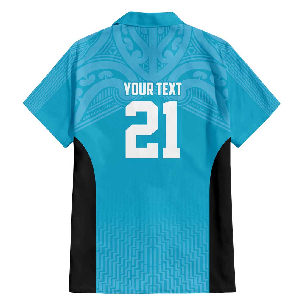New Zealand Custom Family Matching Off Shoulder Short Dress and Hawaiian Shirt Fire Basketball Maori Tribal Sky Blue LT9 - Polynesian Pride