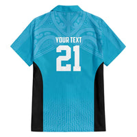New Zealand Custom Family Matching Off Shoulder Short Dress and Hawaiian Shirt Fire Basketball Maori Tribal Sky Blue LT9 - Polynesian Pride