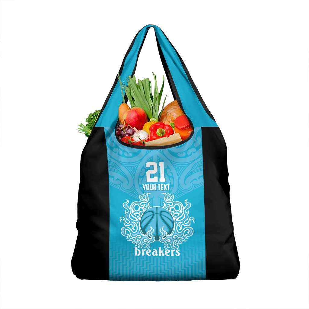 New Zealand Custom Grocery Bag Fire Basketball Maori Tribal Sky Blue LT9 1-pack One Size Blue - Polynesian Pride