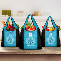 New Zealand Custom Grocery Bag Fire Basketball Maori Tribal Sky Blue LT9 3-pack One Size Blue - Polynesian Pride