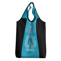 New Zealand Custom Grocery Bag Fire Basketball Maori Tribal Sky Blue LT9 - Polynesian Pride
