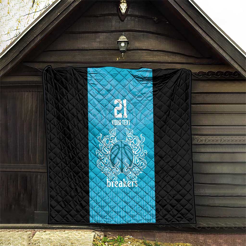 New Zealand Custom Quilt Fire Basketball Maori Tribal Sky Blue - Polynesian Pride