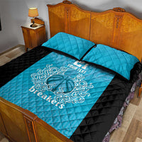New Zealand Custom Quilt Bed Set Fire Basketball Maori Tribal Sky Blue - Polynesian Pride