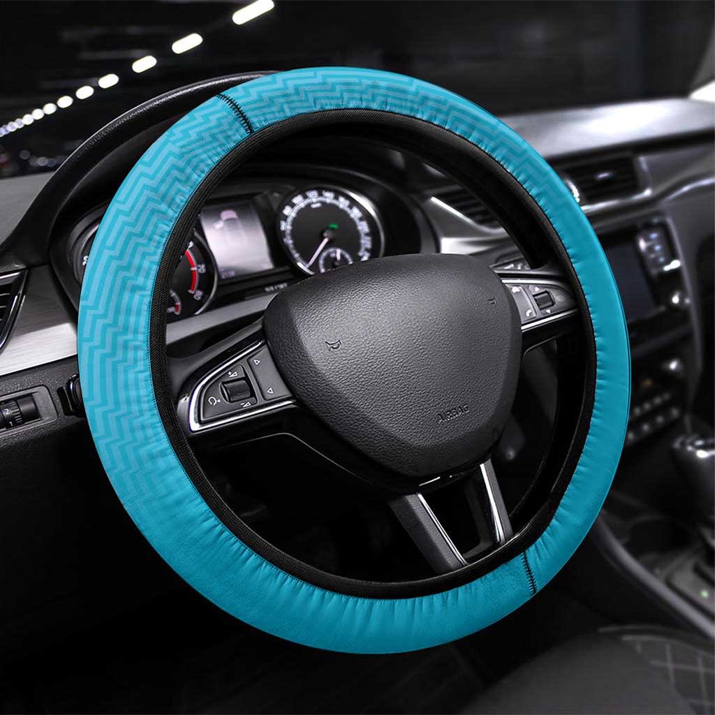New Zealand Steering Wheel Cover Fire Basketball Maori Tribal Sky Blue - Polynesian Pride
