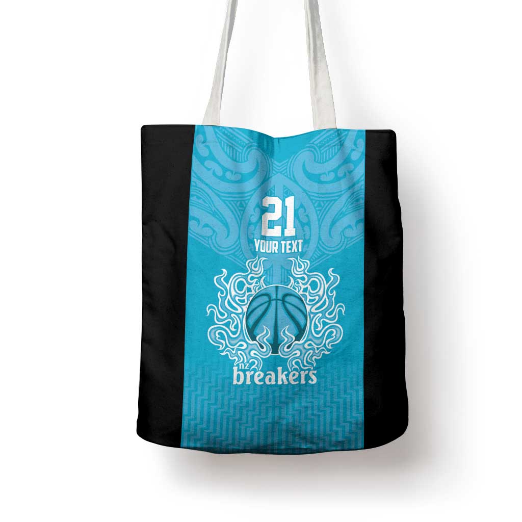 New Zealand Custom Tote Bag Fire Basketball Maori Tribal Sky Blue - Polynesian Pride