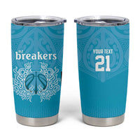 New Zealand Custom Tumbler Cup Fire Basketball Maori Tribal Sky Blue - Polynesian Pride