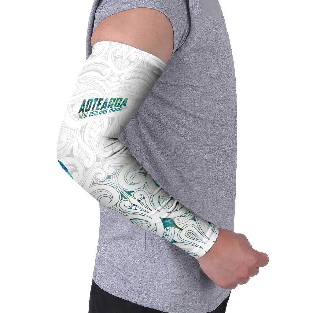 Custom New Zealand Aotearoa Arm Sleeves Green Maori Paua Shell Indigenous - Polynesian Pride