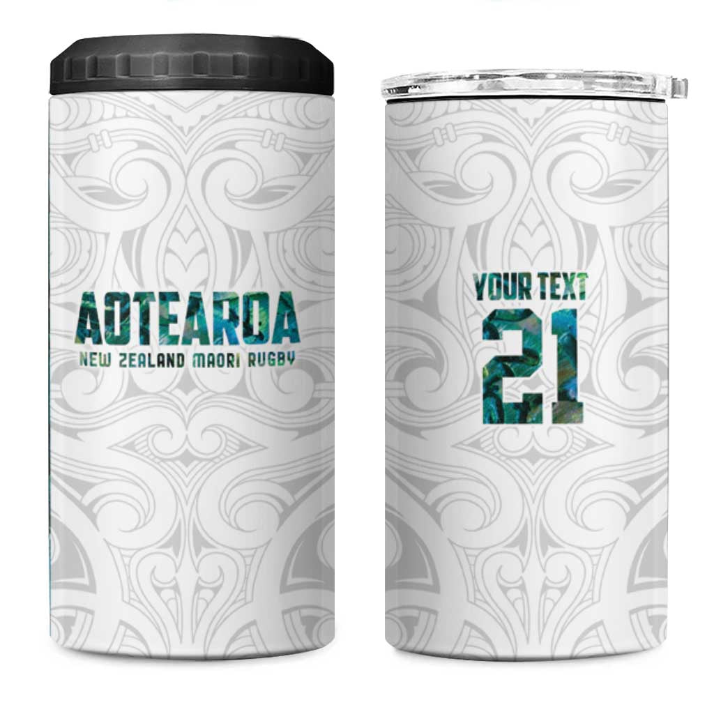 Custom New Zealand Aotearoa 4 in 1 Can Cooler Tumbler Green Maori Paua Shell Indigenous - Polynesian Pride