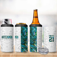 Custom New Zealand Aotearoa 4 in 1 Can Cooler Tumbler Green Maori Paua Shell Indigenous - Polynesian Pride