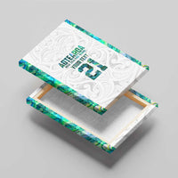 Custom New Zealand Aotearoa Canvas Wall Art Green Maori Paua Shell Indigenous - Polynesian Pride