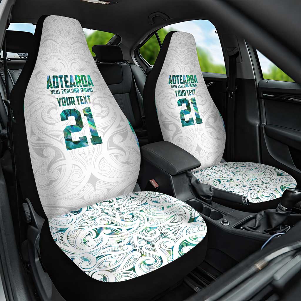 Custom New Zealand Aotearoa Car Seat Cover Green Maori Paua Shell Indigenous - Polynesian Pride