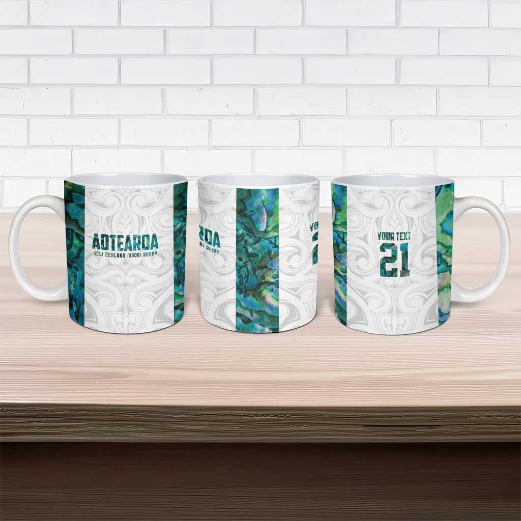 Custom New Zealand Aotearoa Ceramic Mug Green Maori Paua Shell Indigenous - Polynesian Pride