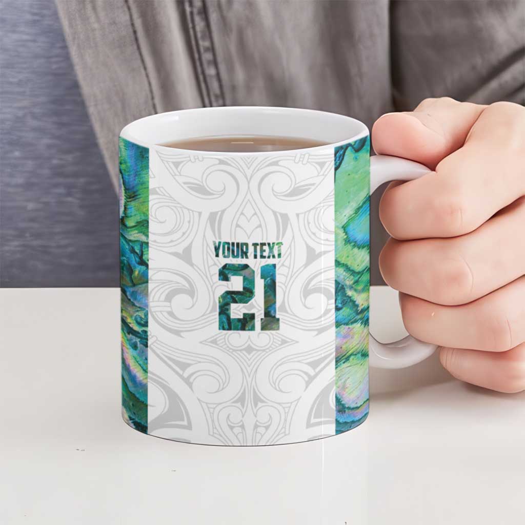 Custom New Zealand Aotearoa Ceramic Mug Green Maori Paua Shell Indigenous - Polynesian Pride