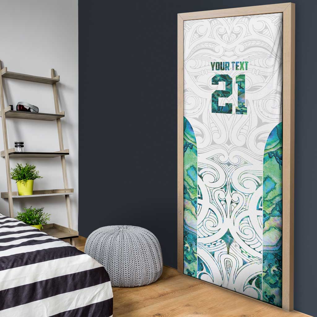 Custom New Zealand Aotearoa Door Cover Green Maori Paua Shell Indigenous - Polynesian Pride