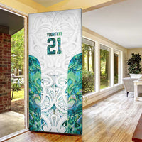 Custom New Zealand Aotearoa Door Cover Green Maori Paua Shell Indigenous - Polynesian Pride