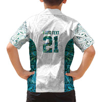 Custom New Zealand Aotearoa Family Matching Off Shoulder Short Dress and Hawaiian Shirt Green Maori Paua Shell Indigenous LT9 - Polynesian Pride