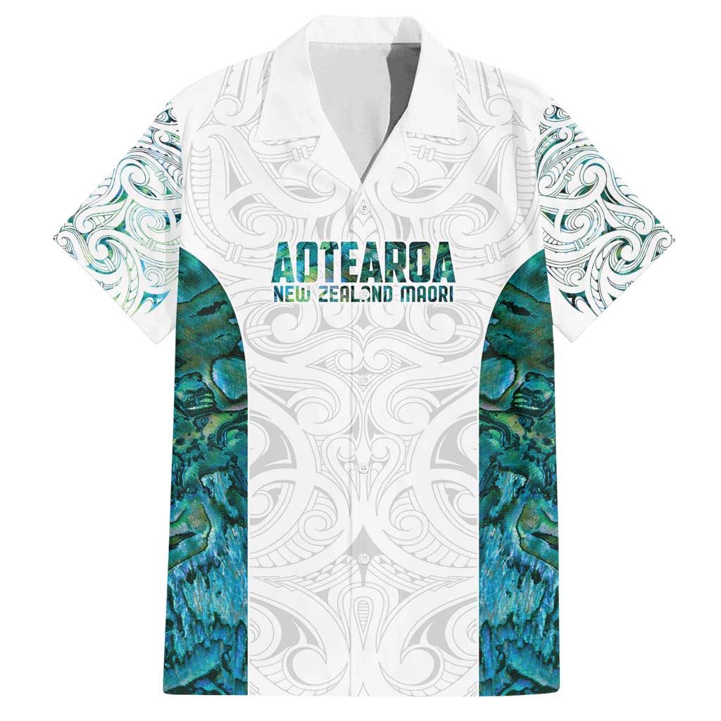 Custom New Zealand Aotearoa Family Matching Off Shoulder Short Dress and Hawaiian Shirt Green Maori Paua Shell Indigenous LT9 Dad's Shirt - Short Sleeve Green - Polynesian Pride