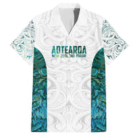 Custom New Zealand Aotearoa Family Matching Off Shoulder Short Dress and Hawaiian Shirt Green Maori Paua Shell Indigenous LT9 Dad's Shirt - Short Sleeve Green - Polynesian Pride