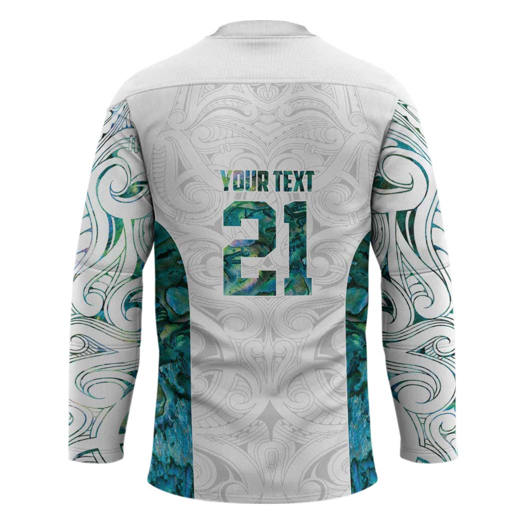Custom New Zealand Aotearoa Hockey Jersey Green Maori Paua Shell Indigenous - Polynesian Pride