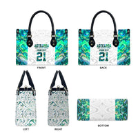 Custom New Zealand Aotearoa Leather Bag Green Maori Paua Shell Indigenous - Polynesian Pride