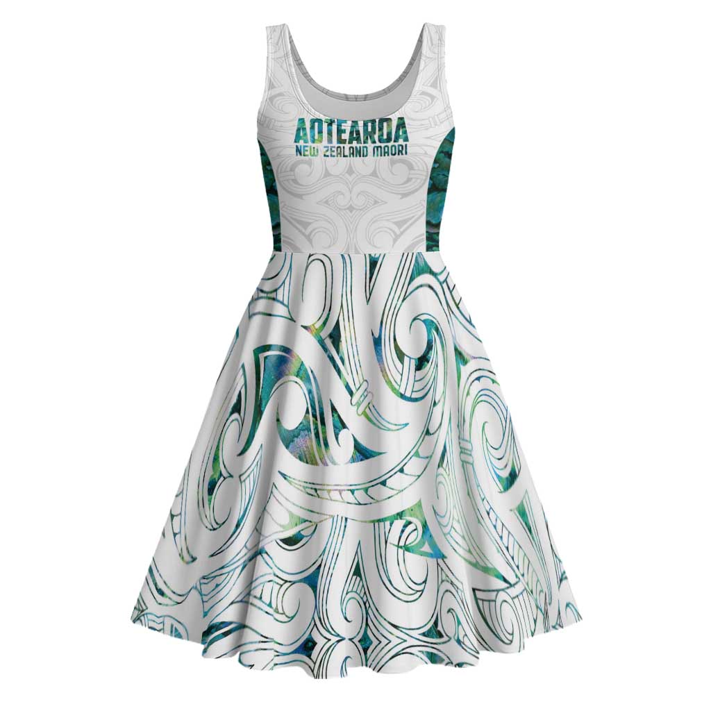 Custom New Zealand Aotearoa Midi Dress Green Maori Paua Shell Indigenous - Polynesian Pride