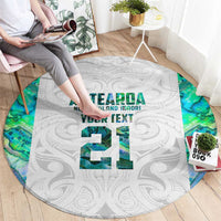 Custom New Zealand Aotearoa Round Carpet Green Maori Paua Shell Indigenous - Polynesian Pride