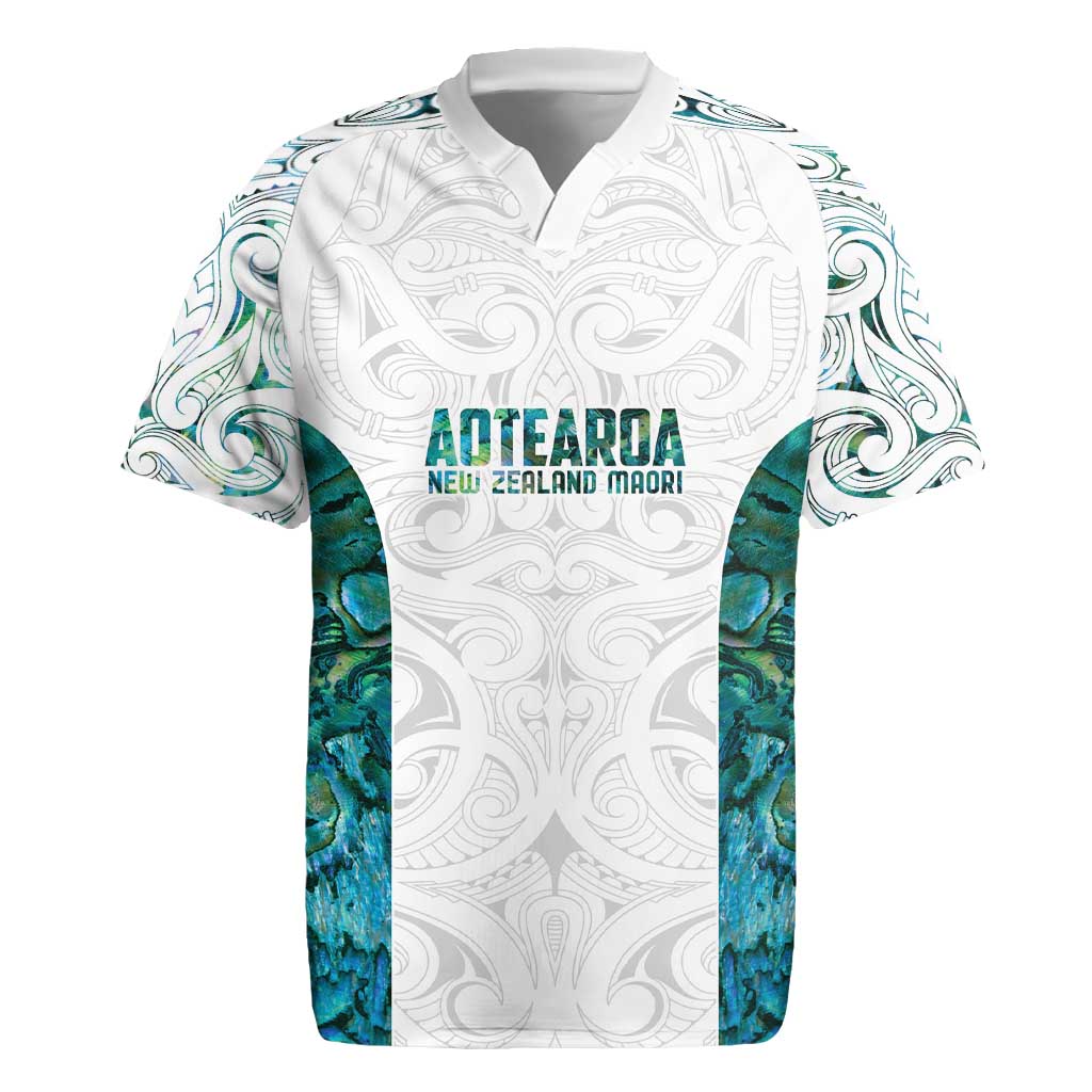 Custom New Zealand Aotearoa Rugby Jersey Green Maori Paua Shell Indigenous - Polynesian Pride