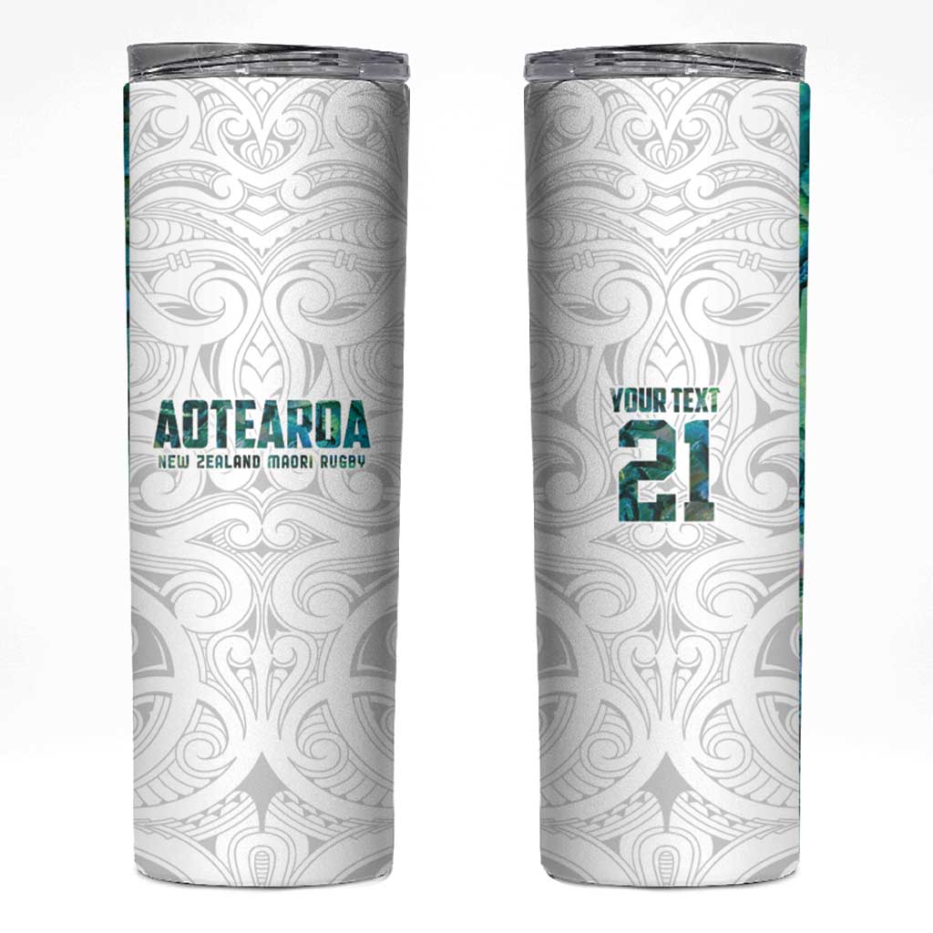 Custom New Zealand Aotearoa Skinny Tumbler Green Maori Paua Shell Indigenous - Polynesian Pride