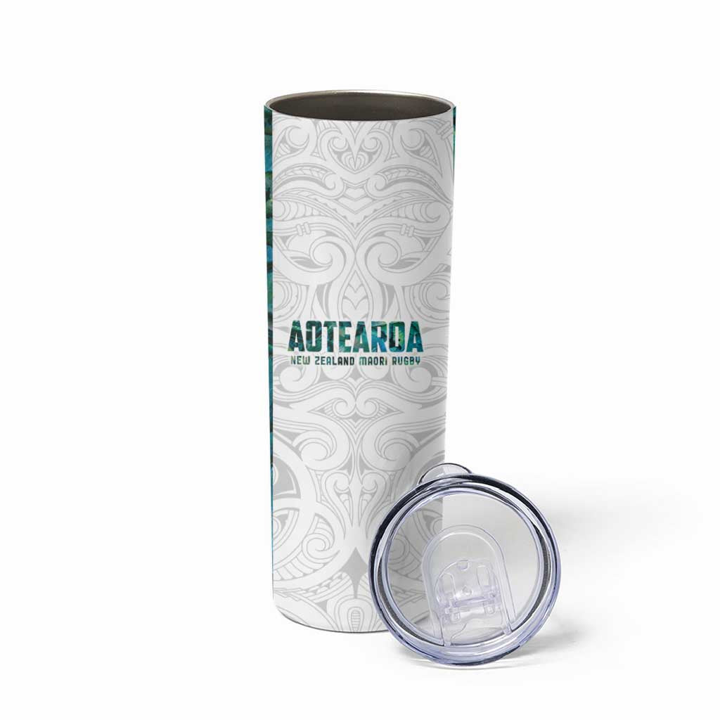 Custom New Zealand Aotearoa Skinny Tumbler Green Maori Paua Shell Indigenous LT9 - Polynesian Pride