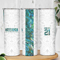 Custom New Zealand Aotearoa Skinny Tumbler Green Maori Paua Shell Indigenous LT9 - Polynesian Pride
