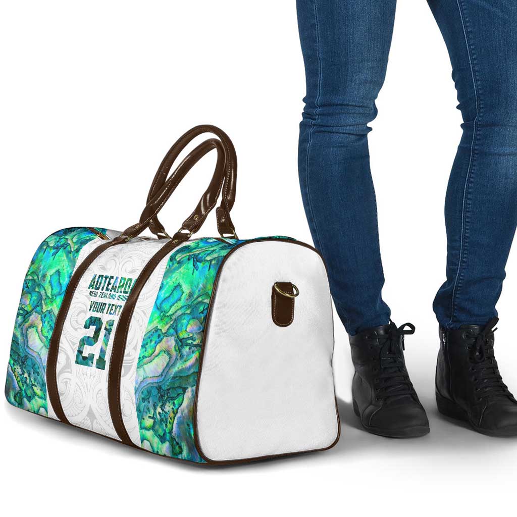 Custom New Zealand Aotearoa Travel Bag Green Maori Paua Shell Indigenous - Polynesian Pride