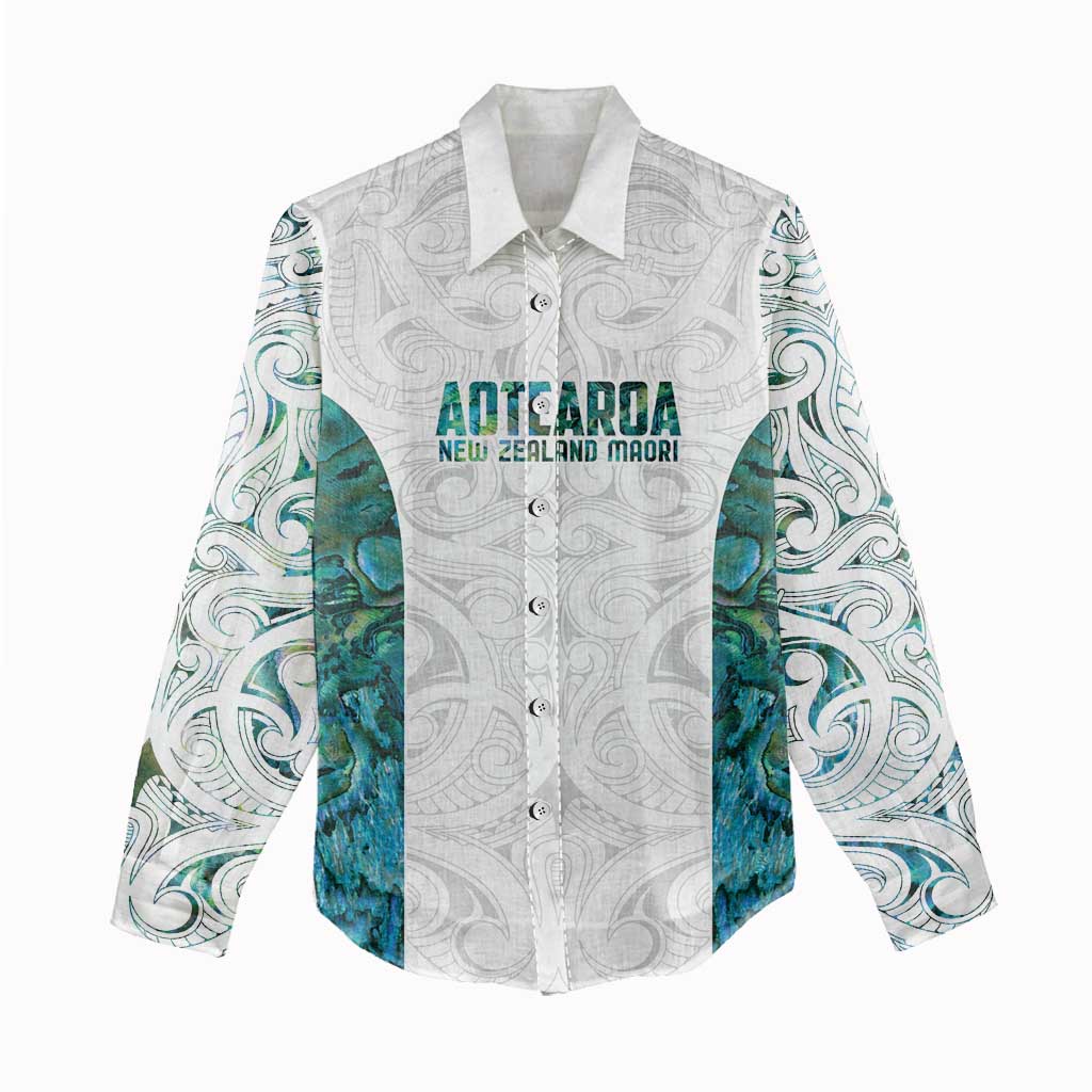 Custom New Zealand Aotearoa Women Casual Shirt Green Maori Paua Shell Indigenous LT9 - Polynesian Pride