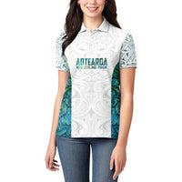 Custom New Zealand Aotearoa Women Polo Shirt Green Maori Paua Shell Indigenous LT9 - Polynesian Pride