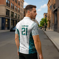 Custom New Zealand Aotearoa Zipper Polo Shirt Green Maori Paua Shell Indigenous LT9 - Polynesian Pride