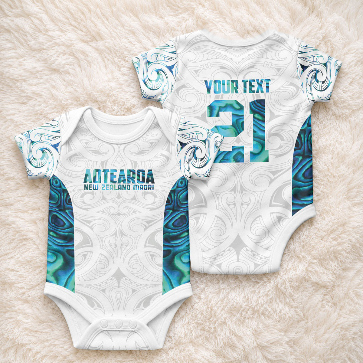 Custom New Zealand Aotearoa Baby Onesie Maori Paua Shell Indigenous