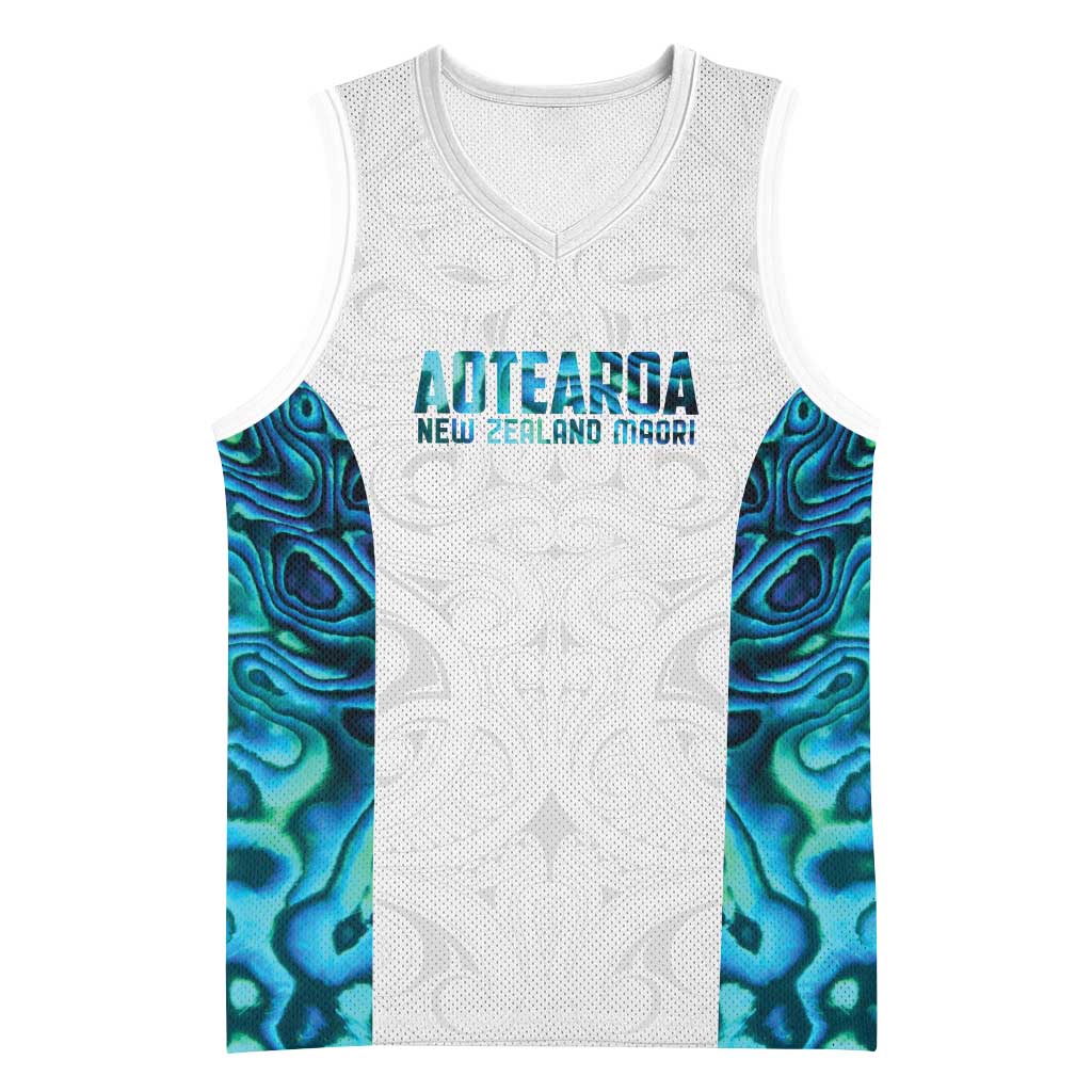 Custom New Zealand Aotearoa Basketball Jersey Maori Paua Shell Indigenous - Polynesian Pride