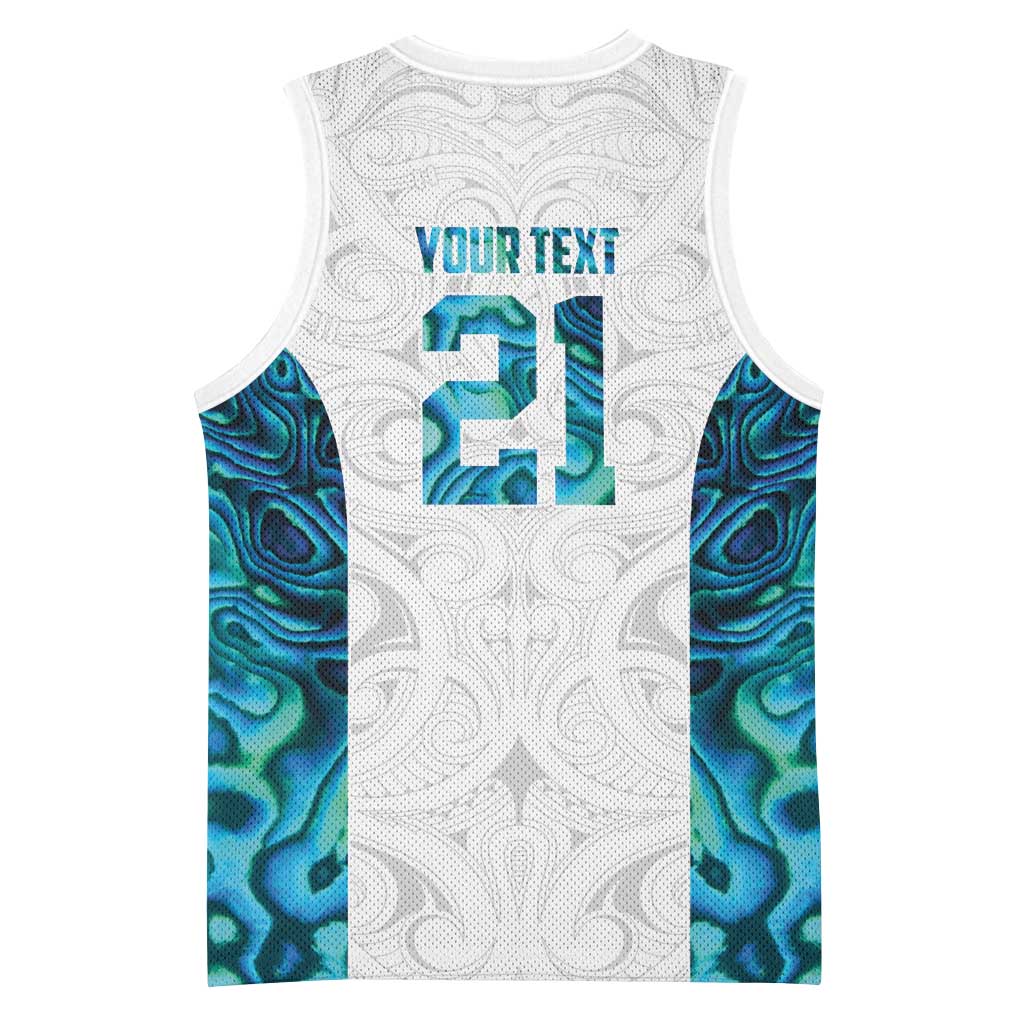 Custom New Zealand Aotearoa Basketball Jersey Maori Paua Shell Indigenous - Polynesian Pride